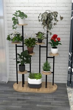 Contemporary Multi-Tier Wooden & Metal Plant Stand