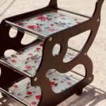 Floral Wooden Tea Trolley