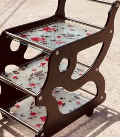 Floral Wooden Tea Trolley