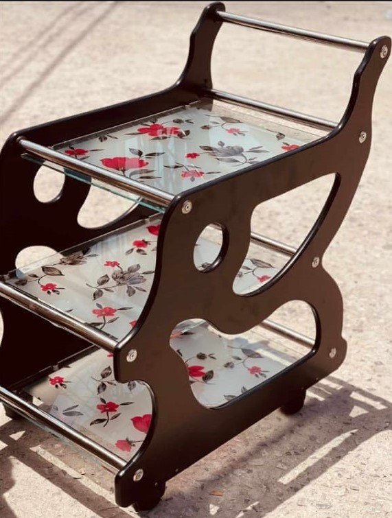 Floral Wooden Tea Trolley