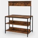 Industrial Kitchen Island with Hooks & Shelves