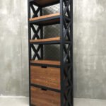 Industrial Metal & Wood Storage Rack with Drawers