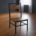 Industrial Wooden Chair with Metal Frame