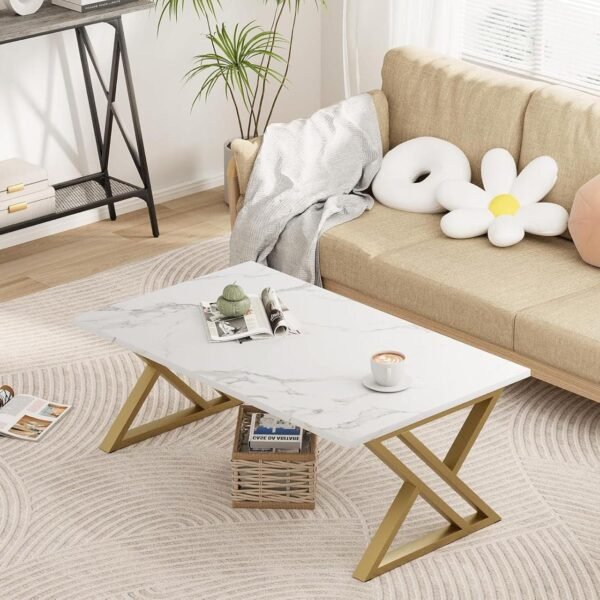 Luxe X-Frame White Coffee Table