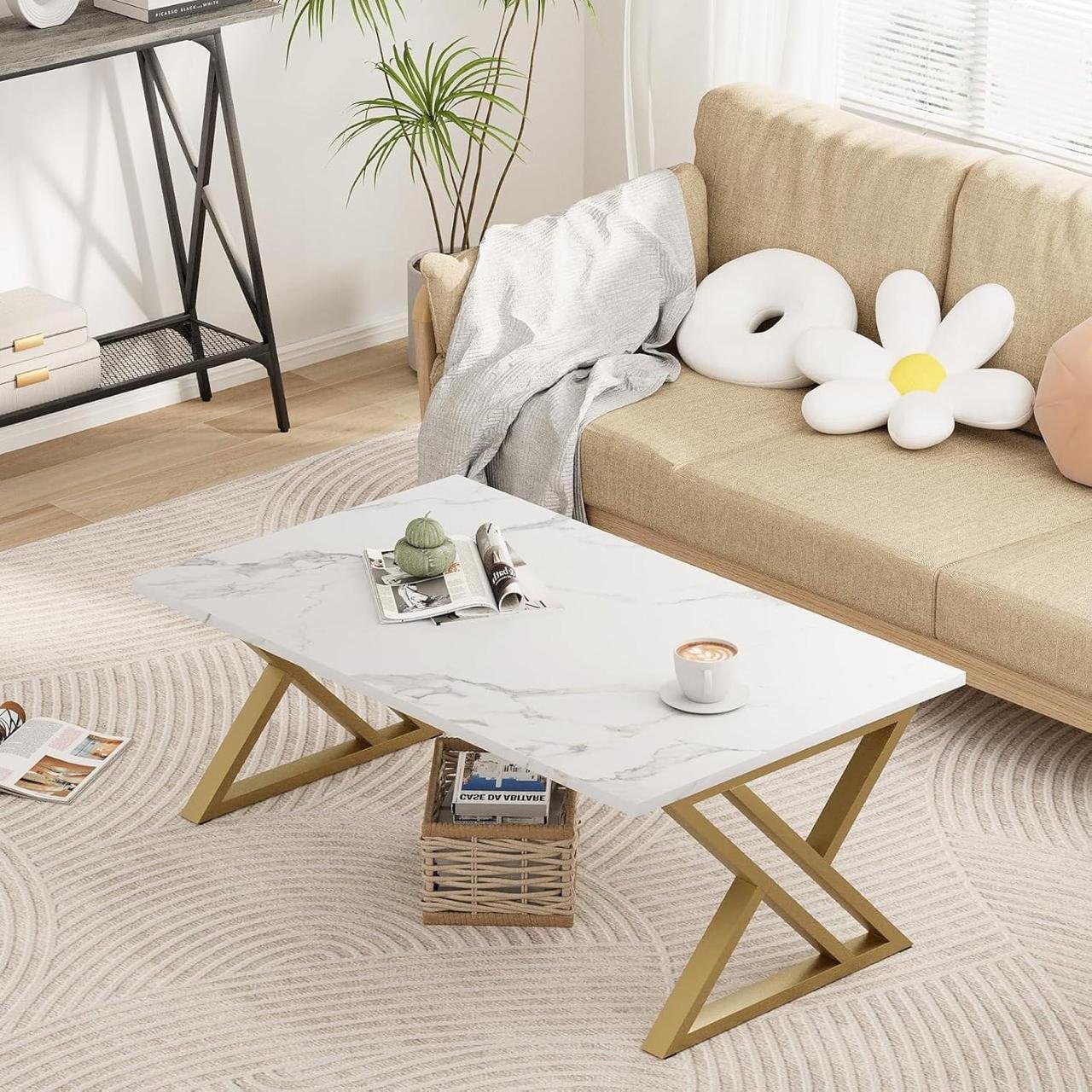 Luxe X-Frame White Coffee Table Luxe X-Frame White Coffee Table