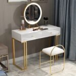 LuxeGold Vanity Table with Mirror