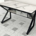 LuxeWood Marble-Inspired Office Desk