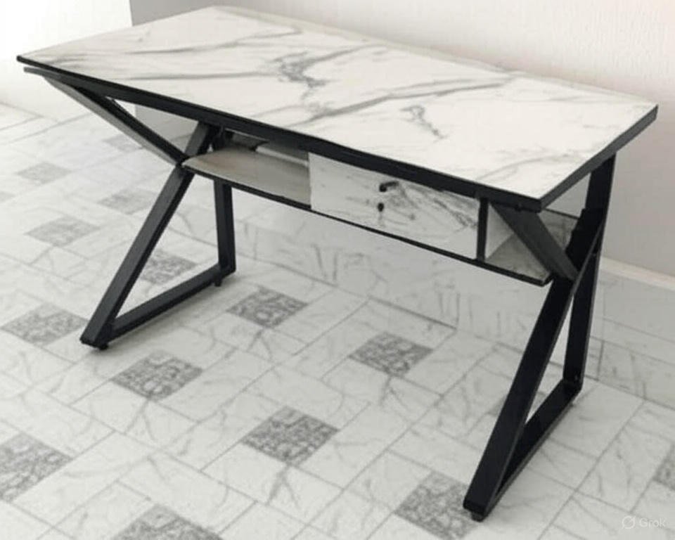 LuxeWood Marble-Inspired Office Desk