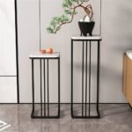 Marble-Top Plant Stand Set – 2 Pieces