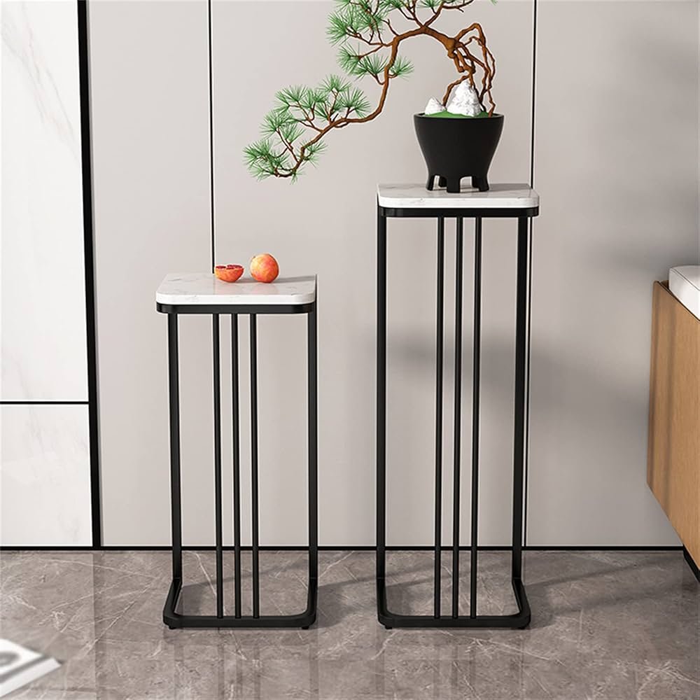 Marble-Top Plant Stand Set – 2 Pieces