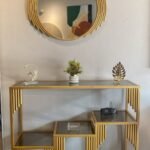 Modern Gold Console Table with Mirror
