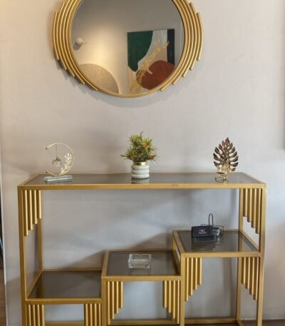 Modern Gold Console Table with Mirror