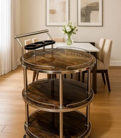 Round Wooden Tea Trolley