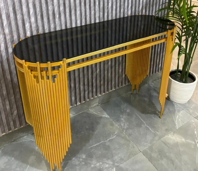 Screenshot (101) Luxe Modern Console Table – Black Top with Golden Base