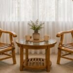 Wooden Lounge Chair Set with Coffee Table